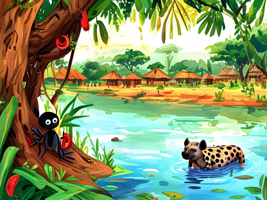 Ananse Tricks Hyena by the River: A Clever African Folktale