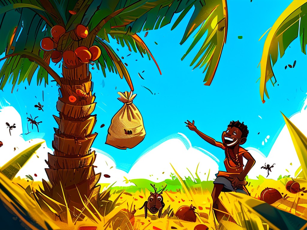 Ananse's Coconut Plot: How Cunning-More-Than-Father Outsmarted His Father with Stinging Ants